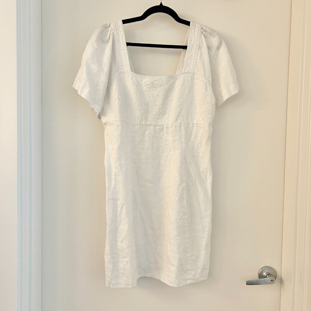 Madewell Square-Neck 100% Linen Mini Dress in White Size 12 - Picture 4 of 9